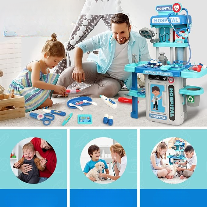 Kit de Médico para Crianças 2 em 1 Para Meninos e Meninas Conjunto Completo