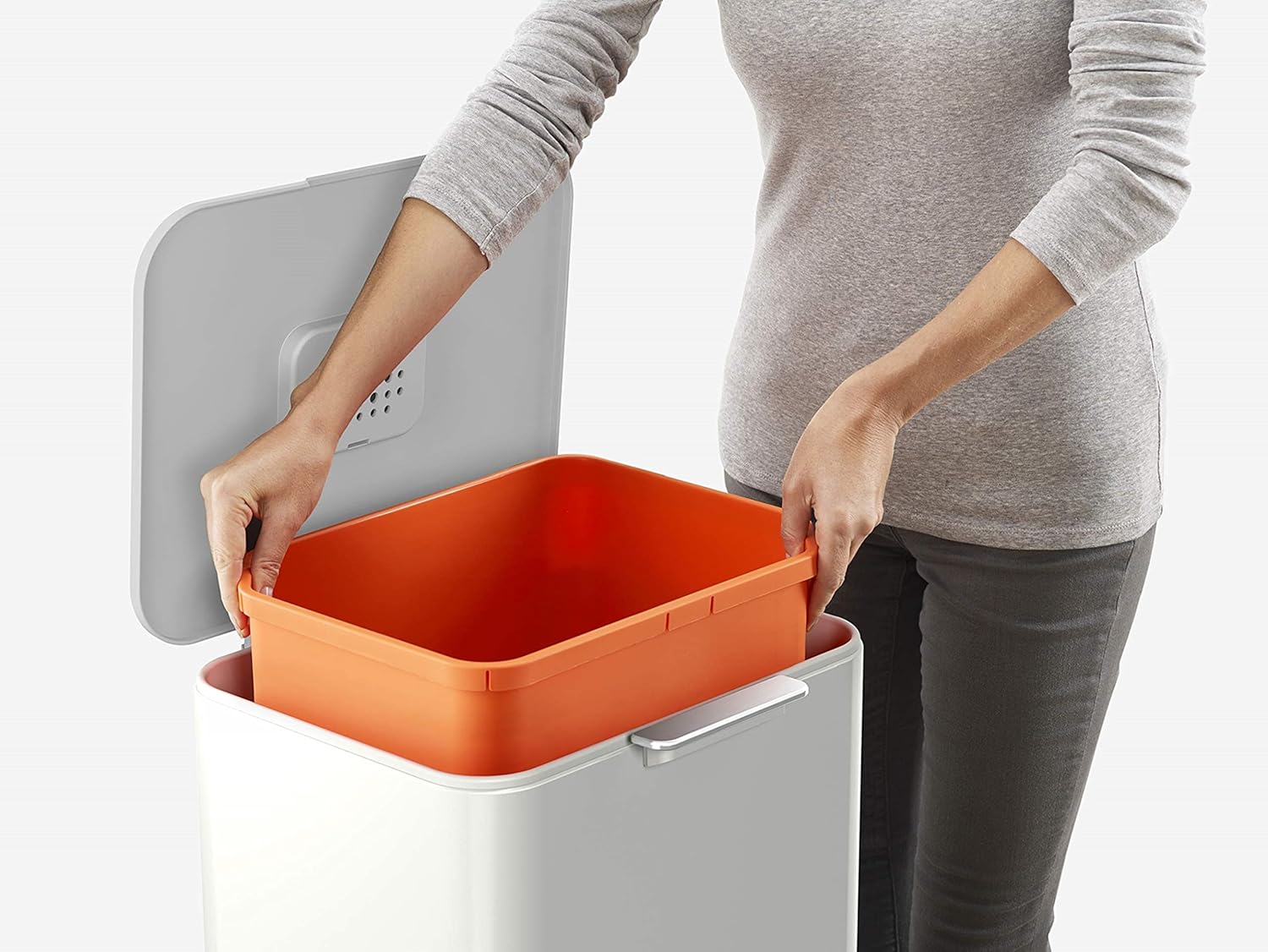 Lixeira Dual Totem Max Para Lixo de Cozinha Com Tampa 60L