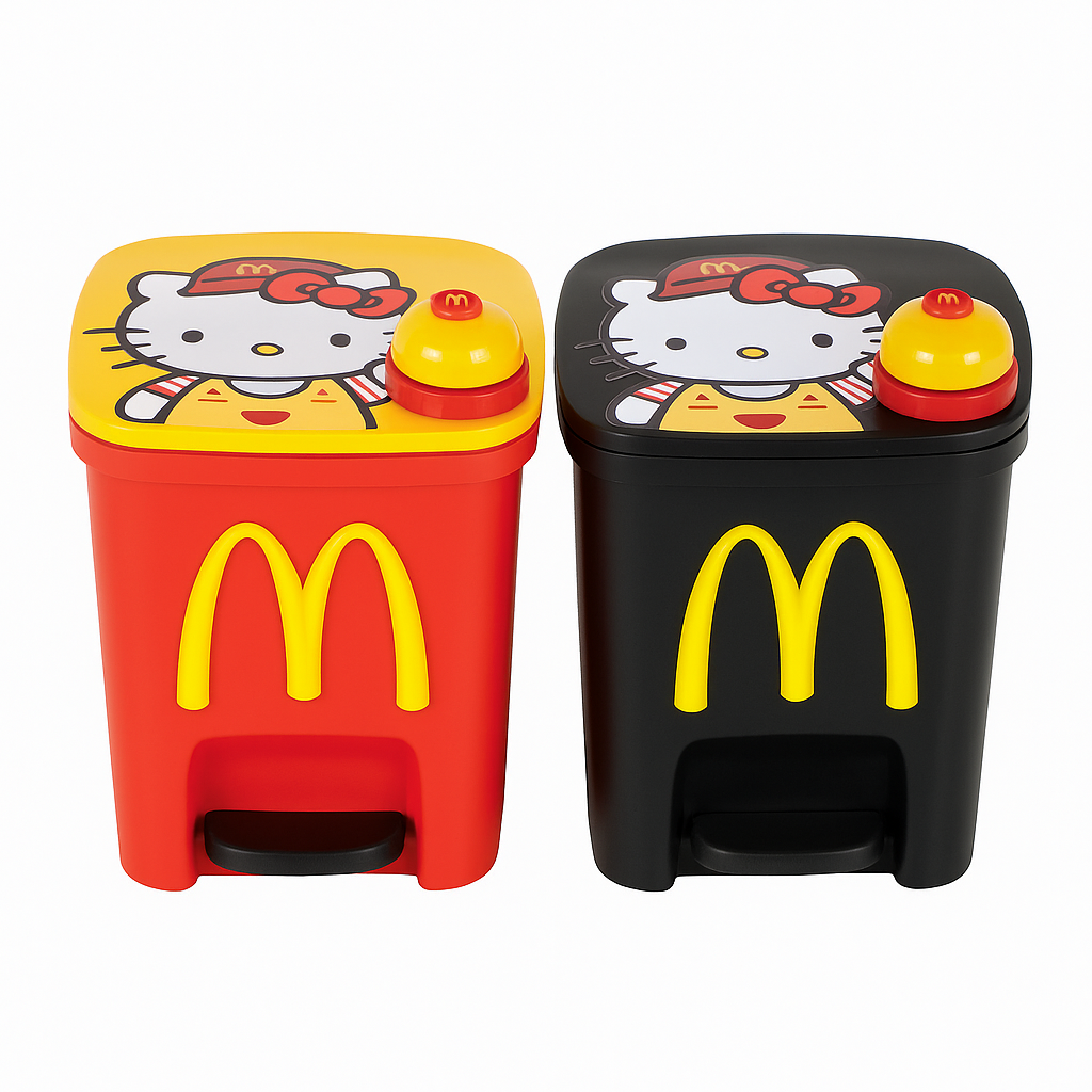 Lixeira Temática Hello Kitty & McDonald’s – Fofa, Divertida e Funcional 20 Litros (Compre 1 leve 3)