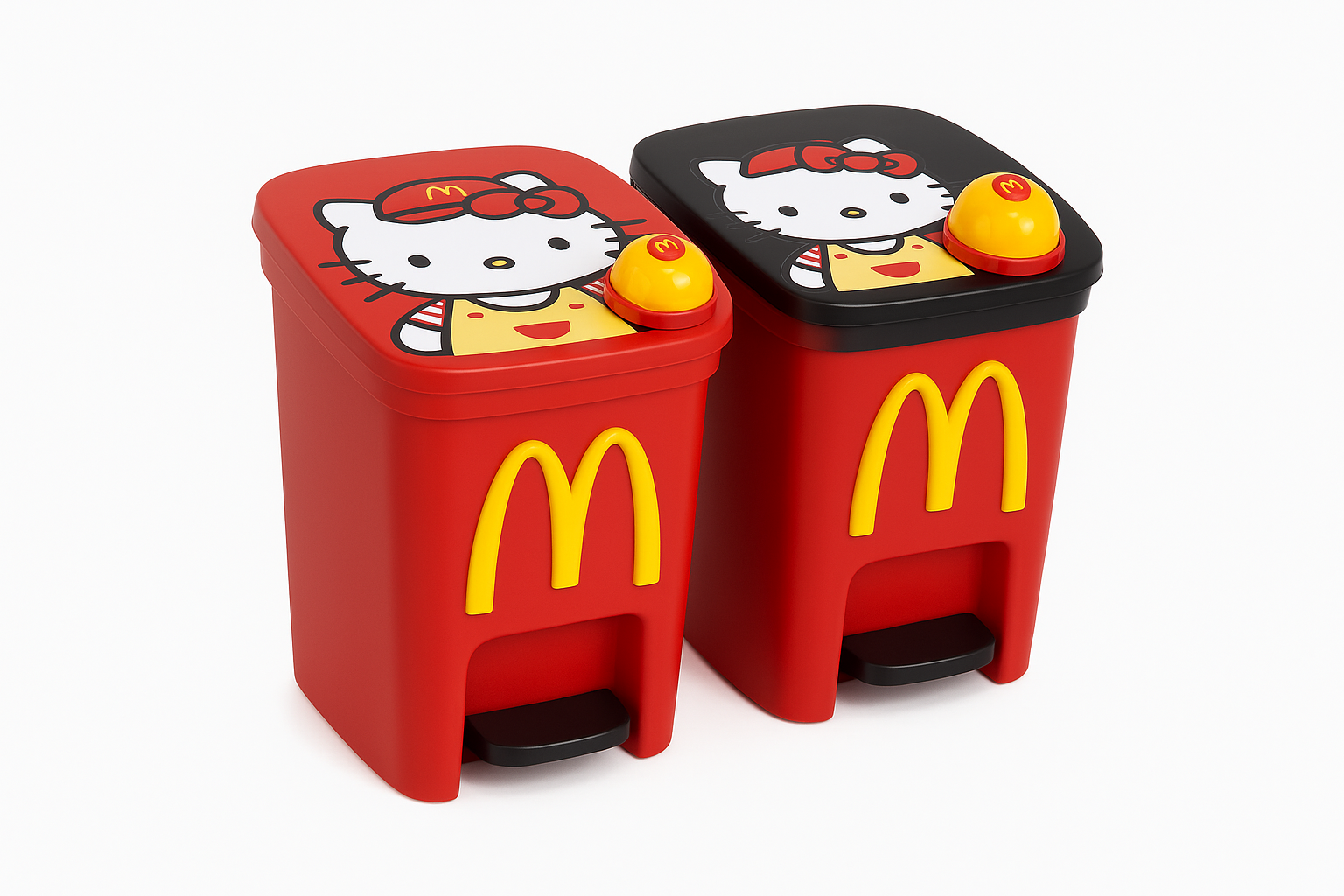 Lixeira Temática Hello Kitty & McDonald’s – Fofa, Divertida e Funcional 20 Litros (Compre 1 leve 3)
