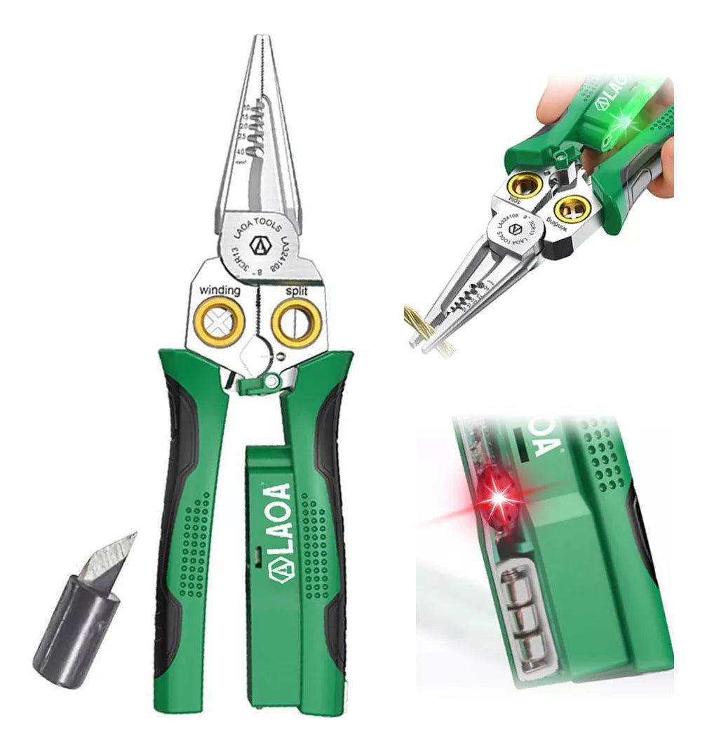 Alicate Multifuncional 8 em 1 com medição de eletricidade e decapagem de fios
