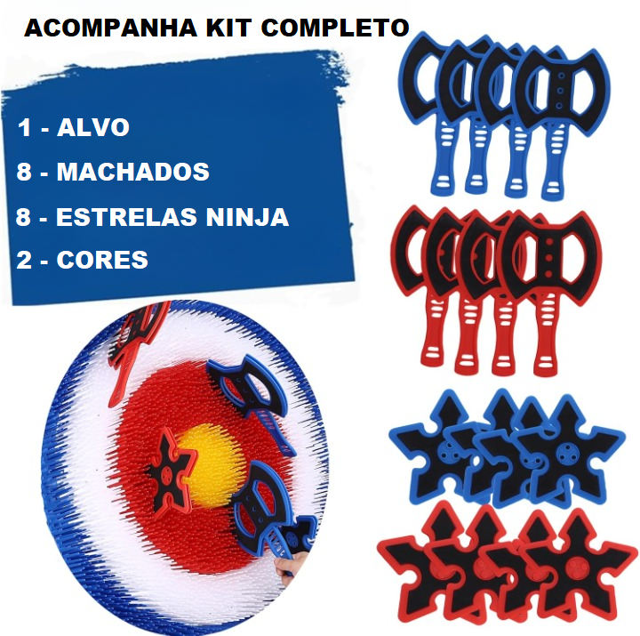 Jogo de Arremesso de Machado com Alvo 8 Machados + 8 Dardos Brinquedo ao Ar Livre