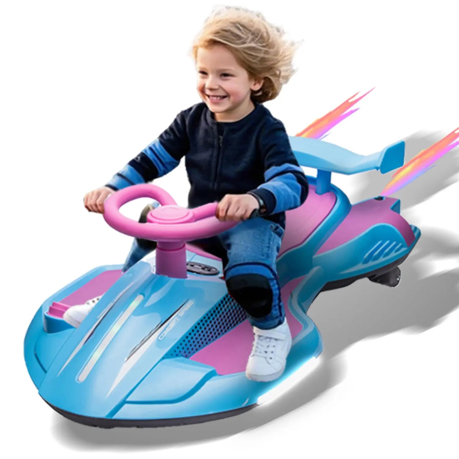 Carrinho Elétrico Infantil com Giro 360 efeito de fumaça no escapamento Luzes Frontais e Laterais