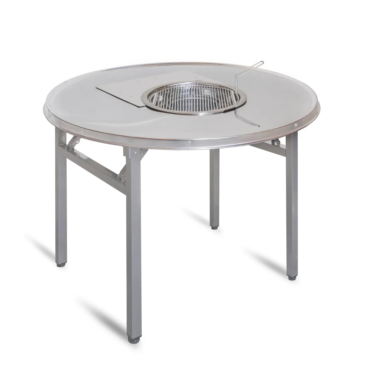 Mesa Grill 2 em 1 Dobrável Com Churrasqueira e Chapa Embutida Resistente