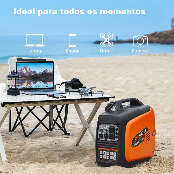 Gerador inversor portátil de 2500W a Gasolina Silencioso Com Sensor de CO